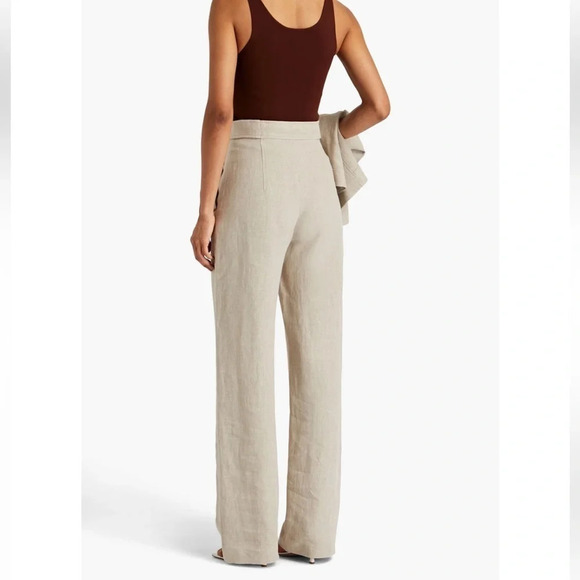 Alberta Ferretti High Waist Wide Leg Linen Pants Beige Oatmeal IT 38 US 2 NWT - Picture 5 of 10